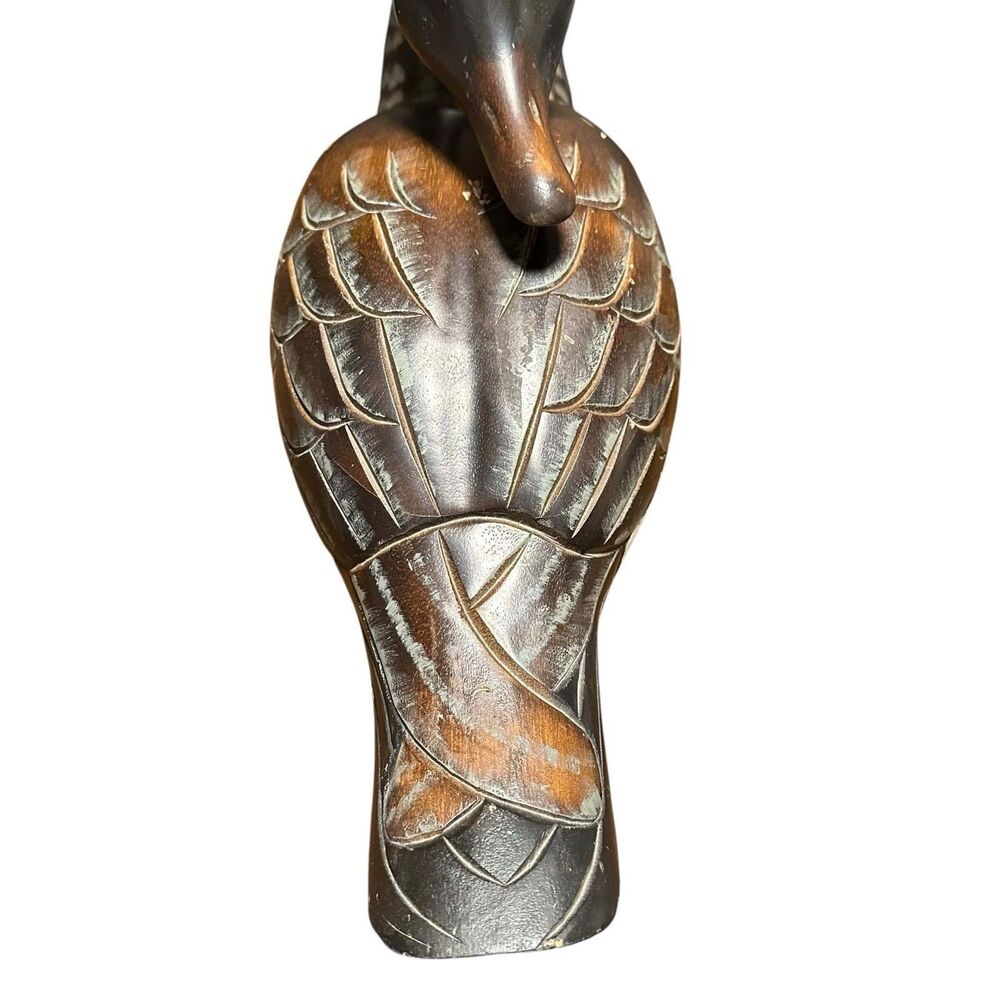 Vintage 1986 Hand Carved Wood Canada Goose Decoy 23in Preening Glass Eyes Large - Picture 5 of 15
